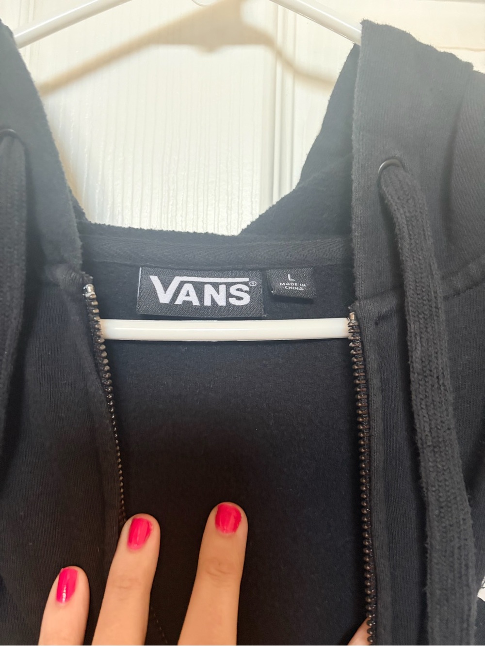 Vans Black Zip-Up Hooded Jacket with Logo Patch - Picture 4 of 6
